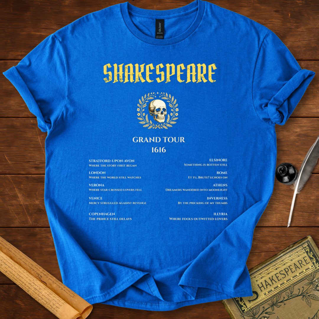 Shakespeare Grand Tour 1616 – Literary Gothic T-Shirt Royal