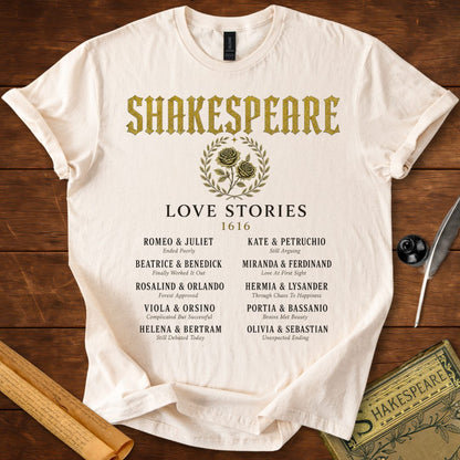Shakespeare Love Stories 1616 – Literary Romance T-Shirt