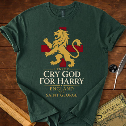 Cry God for Harry, England and Saint George – Henry V Shakespeare T-Shirt