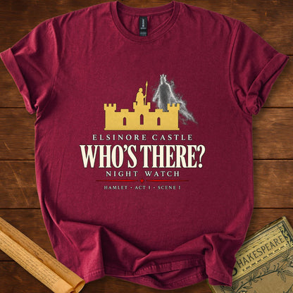 Who’s There? — Hamlet Elsinore Castle T-Shirt Maroon