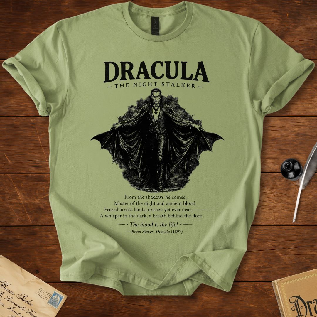 The Night Stalker – Gothic Literary Quote T-Shirt Sage