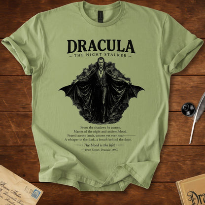 The Night Stalker – Gothic Literary Quote T-Shirt Sage