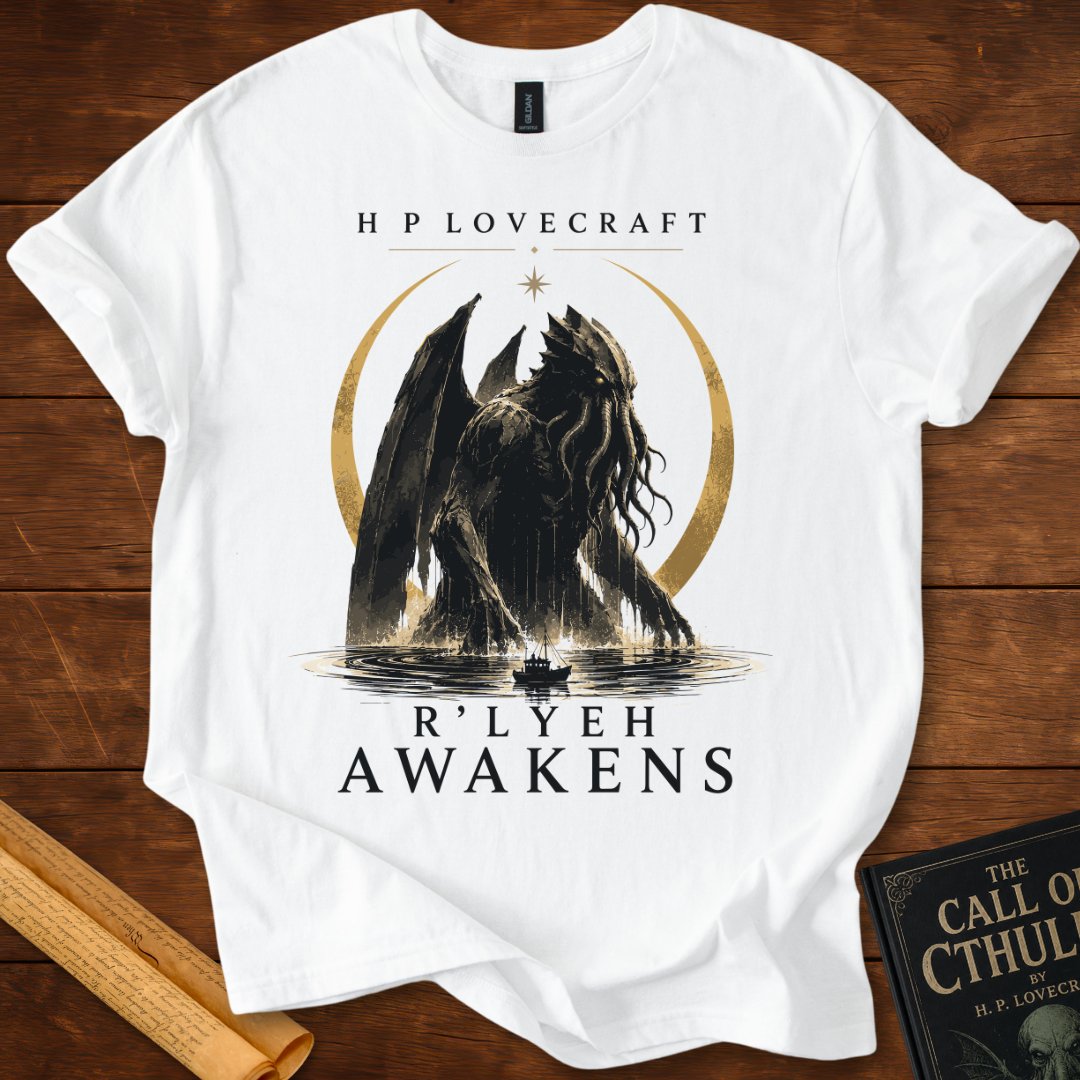 R'lyeh Awakens – H.P. Lovecraft Literary Horror T-Shirt
