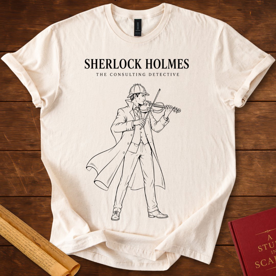 Sherlock Holmes Violin Silhouette T-Shirt Natural
