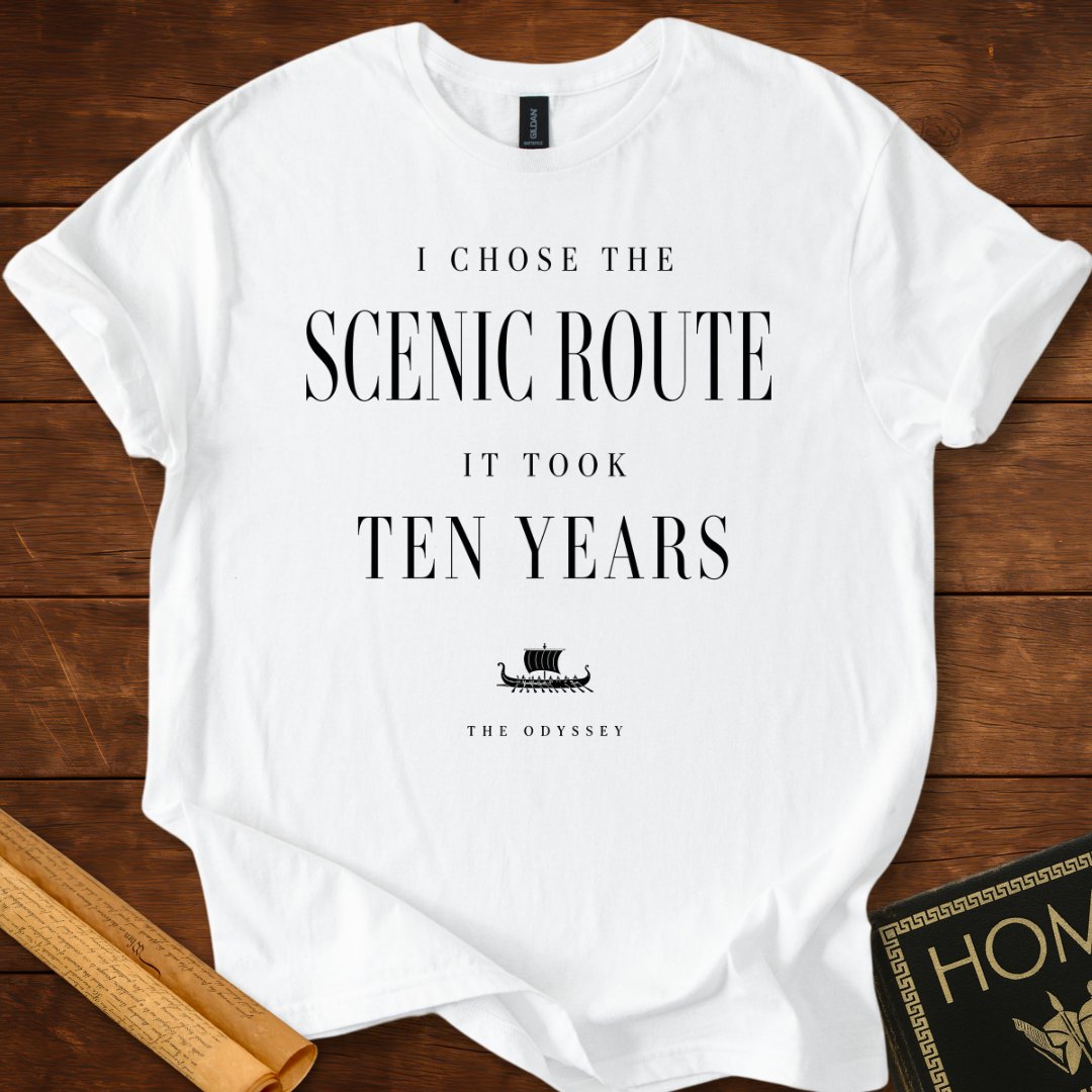 I Chose the Scenic Route The Odyssey T-Shirt White