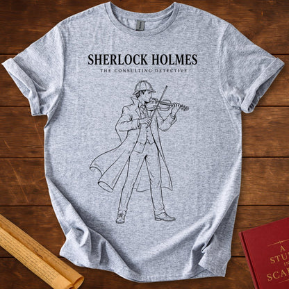 Sherlock Holmes Violin Silhouette T-Shirt Sport Grey