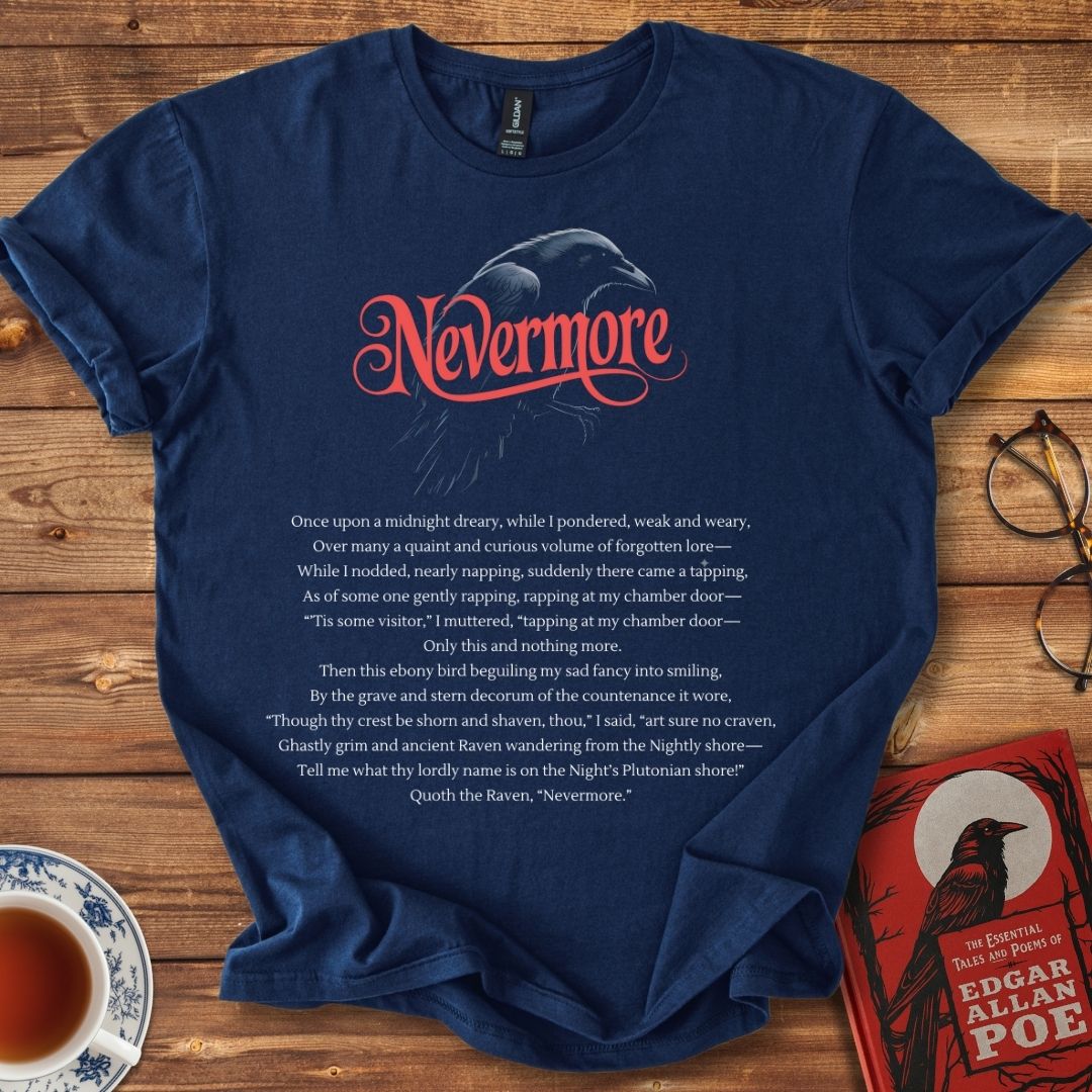 The Raven Edgar Allan Poe T-Shirt Navy