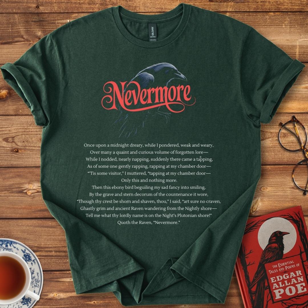 The Raven Edgar Allan Poe T-Shirt Forest Green