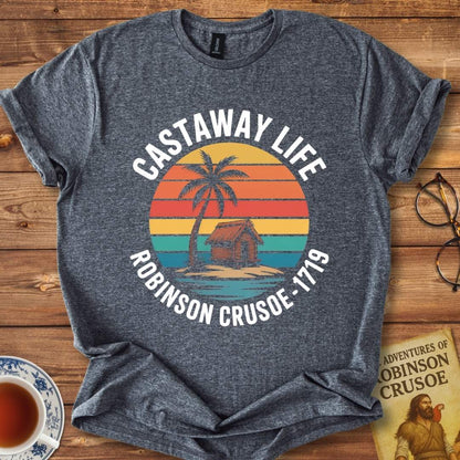 Castaway Life Robinson Crusoe T-Shirt Dark Heather Grey