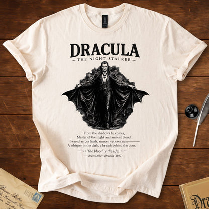 The Night Stalker – Gothic Literary Quote T-Shirt Natural
