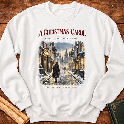 A Christmas Carol – London Christmas Eve 1843 Charles Dickens Sweatshirt - White