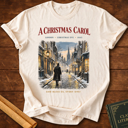 A Christmas Carol – London Christmas Eve 1843 Charles Dickens T-Shirt - Natural