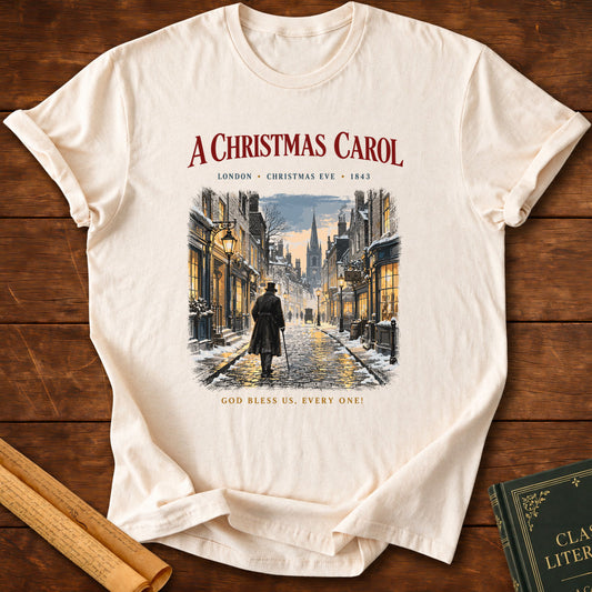 A Christmas Carol – London Christmas Eve 1843 Charles Dickens T-Shirt - Natural