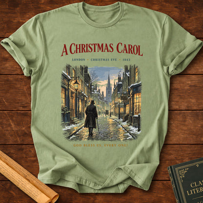 A Christmas Carol – London Christmas Eve 1843 Charles Dickens T-Shirt - Sage