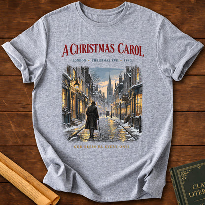 A Christmas Carol – London Christmas Eve 1843 Charles Dickens T-Shirt - Sport Grey