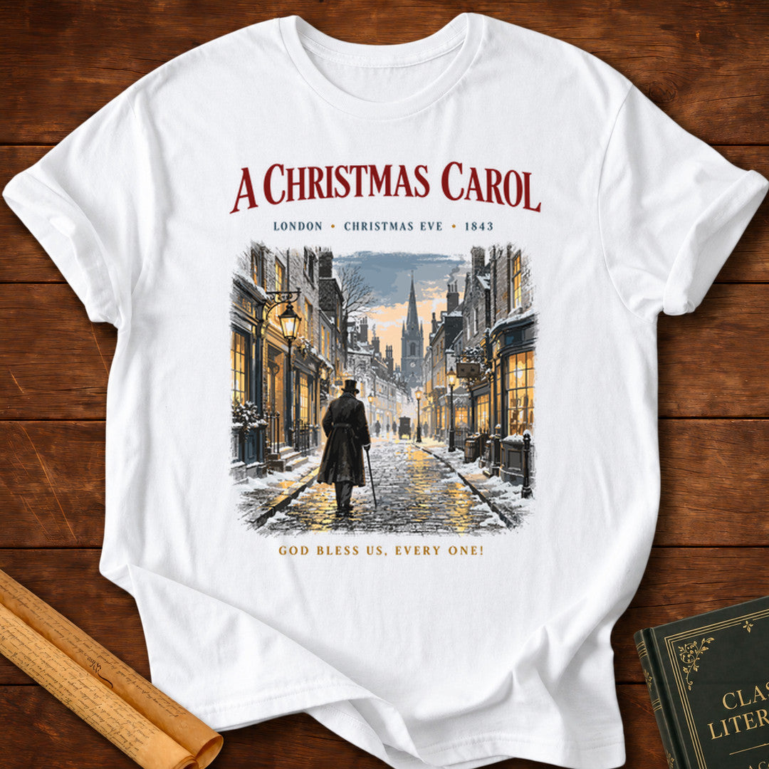 A Christmas Carol – London Christmas Eve 1843 Charles Dickens T-Shirt - White