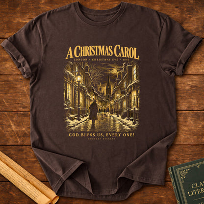 A Christmas Carol — London, Christmas Eve 1843 T-Shirt - Dark Chocolate