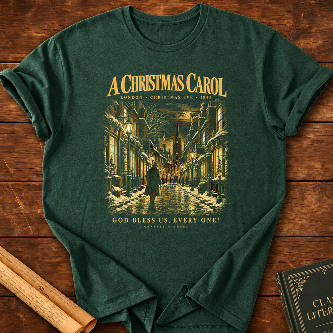 A Christmas Carol — London, Christmas Eve 1843 T-Shirt - Forest Green