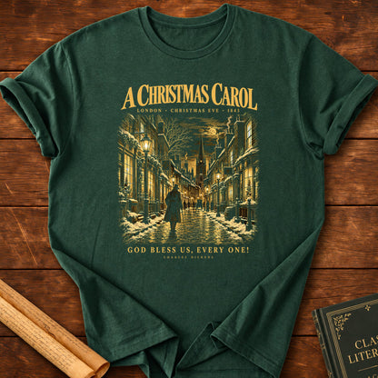 A Christmas Carol — London, Christmas Eve 1843 T-Shirt - Forest Green