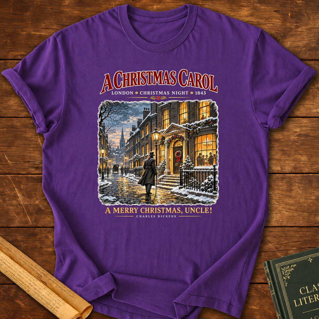 A Merry Christmas, Uncle! Charles Dickens A Christmas Carol T-Shirt - Purple