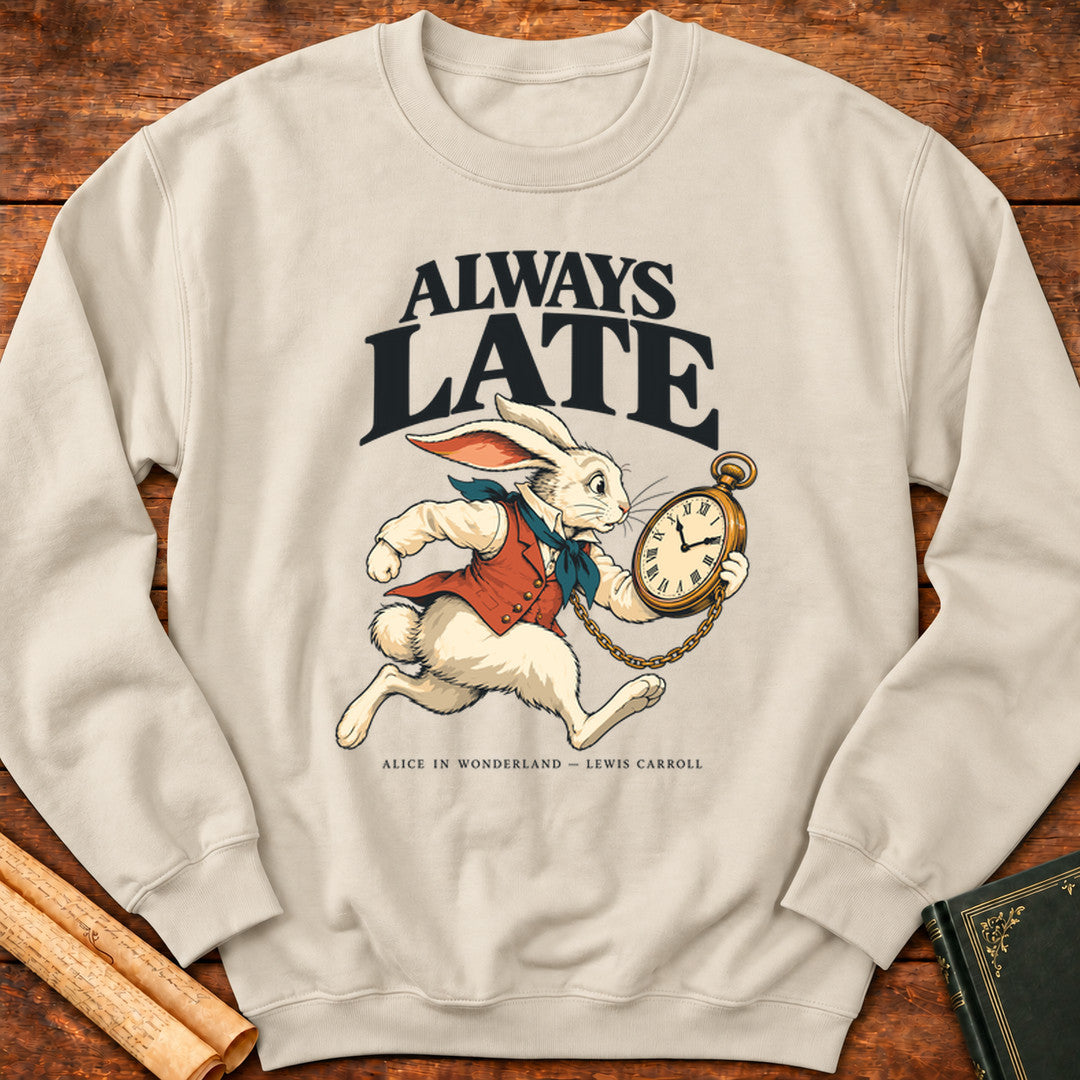 Always Late — Alice in Wonderland White Rabbit Sweatshirt - Sand