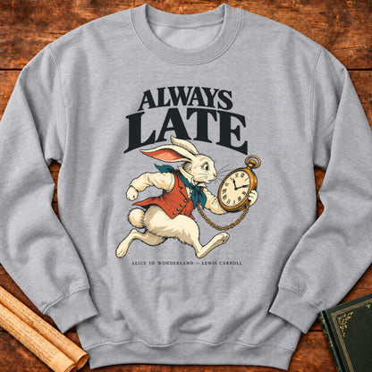 Always Late — Alice in Wonderland White Rabbit Sweatshirt - Sport Grey