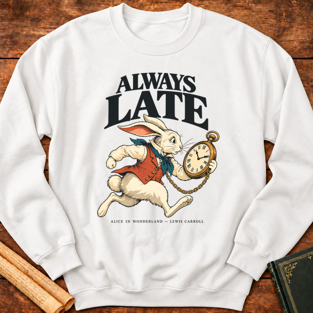 Always Late — Alice in Wonderland White Rabbit Sweatshirt - White