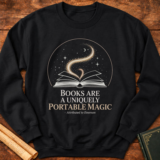 Books are a Uniquely Portable Magic Sweatshirt - Black