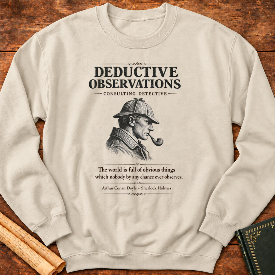 Deductive Observations (Newspaper Style) — Sherlock Holmes Literary Sweatshirt - Sand