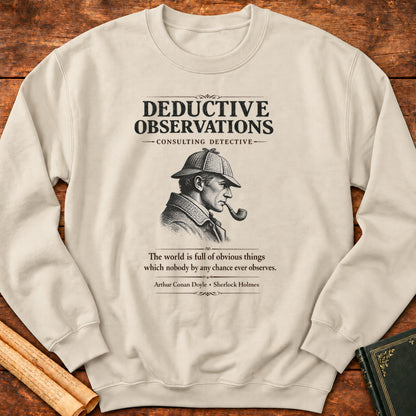 Deductive Observations (Newspaper Style) — Sherlock Holmes Literary Sweatshirt - Sand