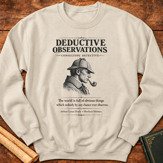 Deductive Observations (Newspaper Style) — Sherlock Holmes Literary Sweatshirt - Sand