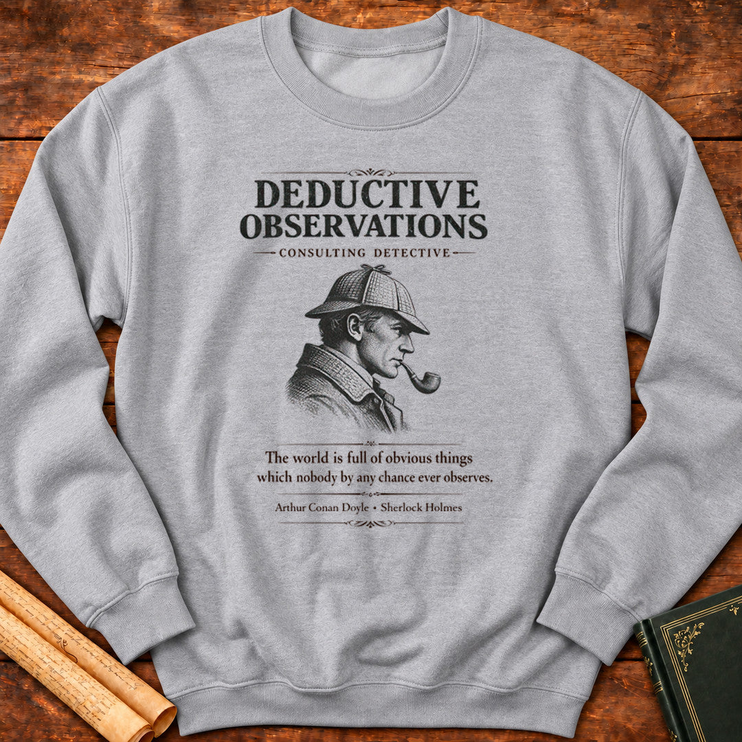 Deductive Observations (Newspaper Style) — Sherlock Holmes Literary Sweatshirt - Sport Grey