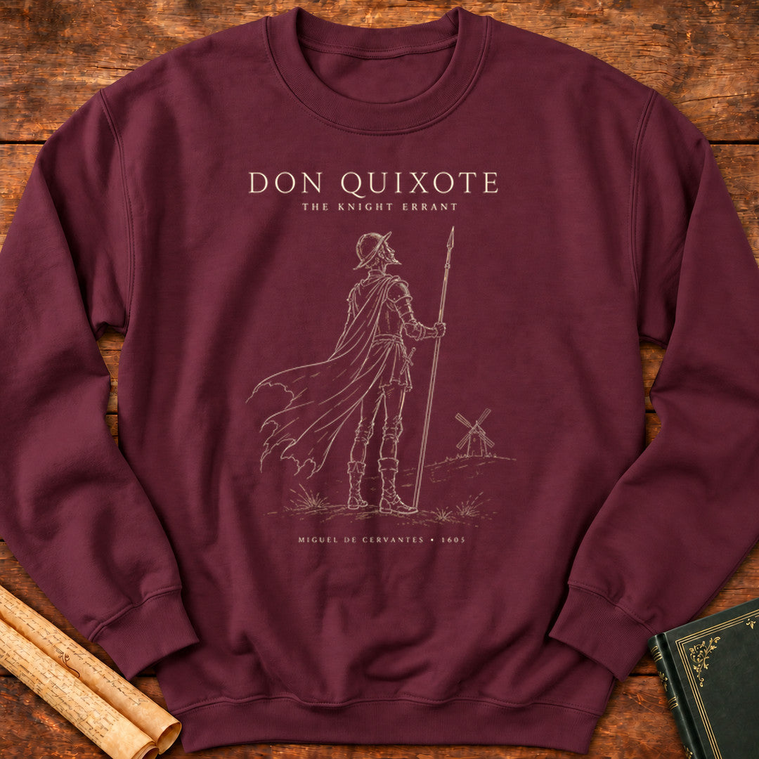 Don Quixote Knight Errant Silhouette Sweatshirt - Maroon