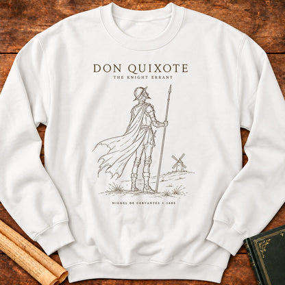 Don Quixote Knight Errant Silhouette Sweatshirt - White