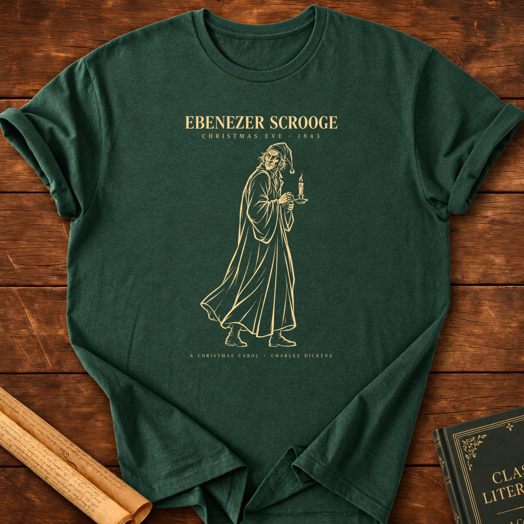 Ebenezer Scrooge – A Christmas Carol Charles Dickens Silhouette T-Shirt - Forest Green