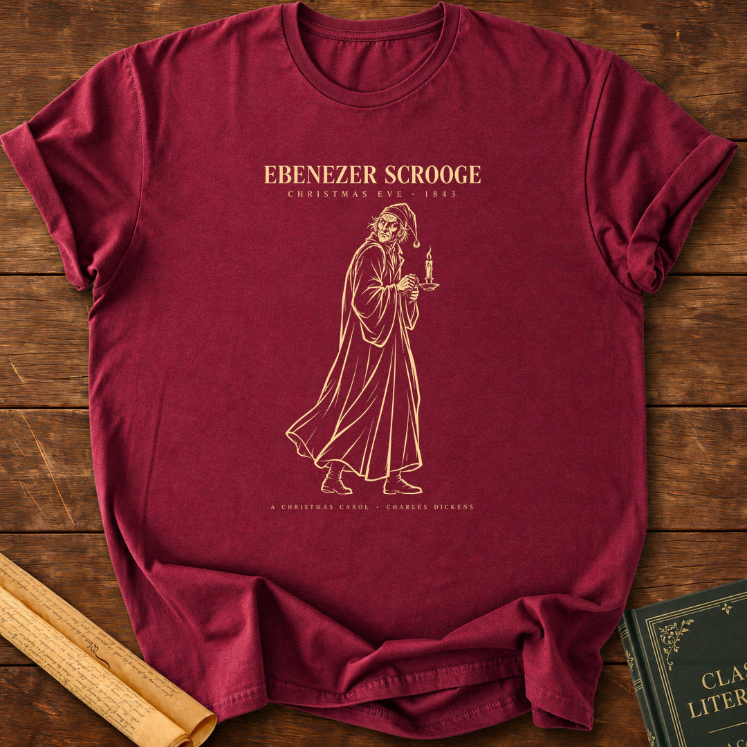 Ebenezer Scrooge – A Christmas Carol Charles Dickens Silhouette T-Shirt - Maroon