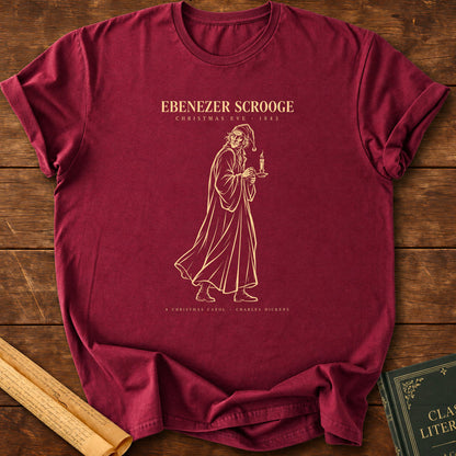 Ebenezer Scrooge – A Christmas Carol Charles Dickens Silhouette T-Shirt - Maroon