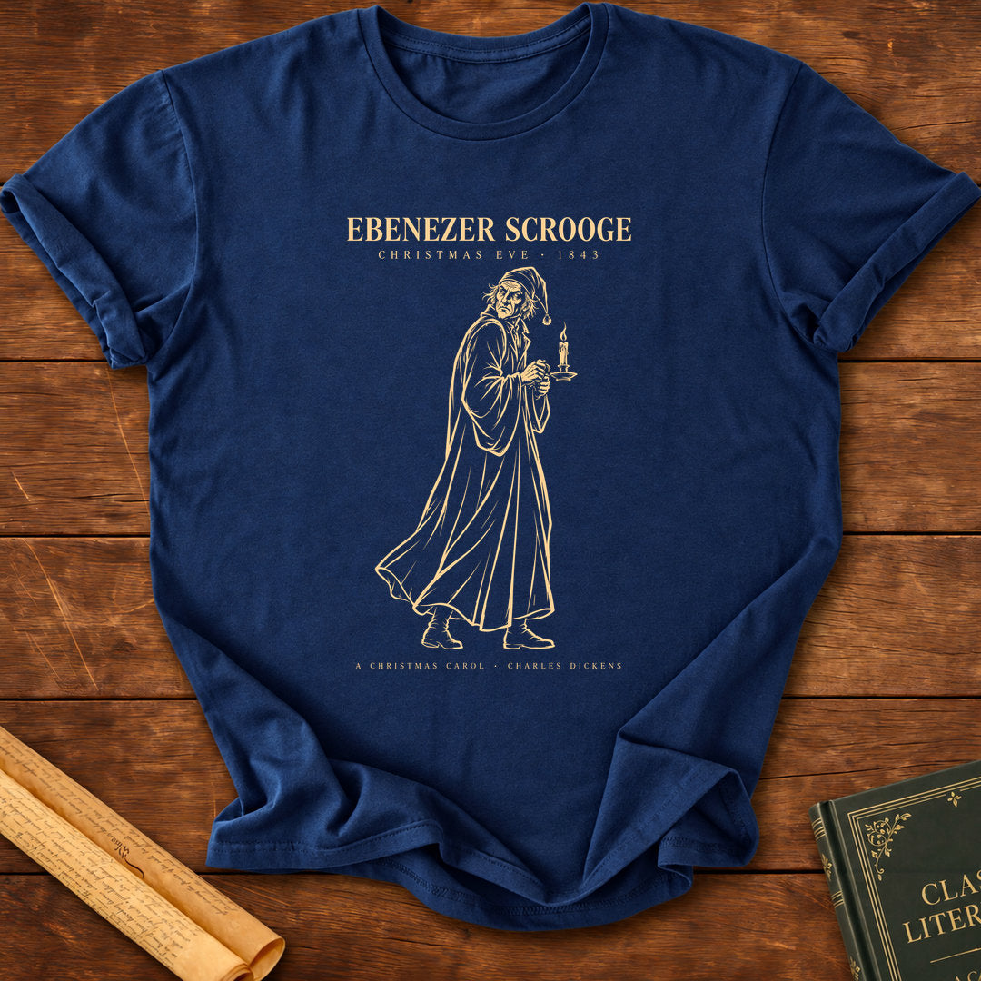 Ebenezer Scrooge – A Christmas Carol Charles Dickens Silhouette T-Shirt - Navy