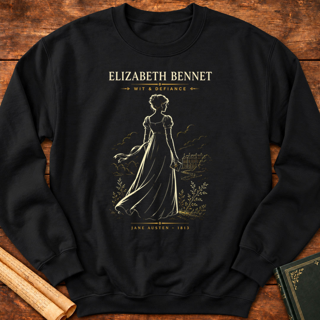 Elizabeth Bennet – Wit & Defiance (Silhouette Series) Literary Sweatshirt - Black