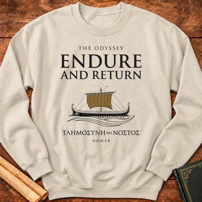 Endure and Return | The Odyssey by Homer Literary Sweatshirt - Sand