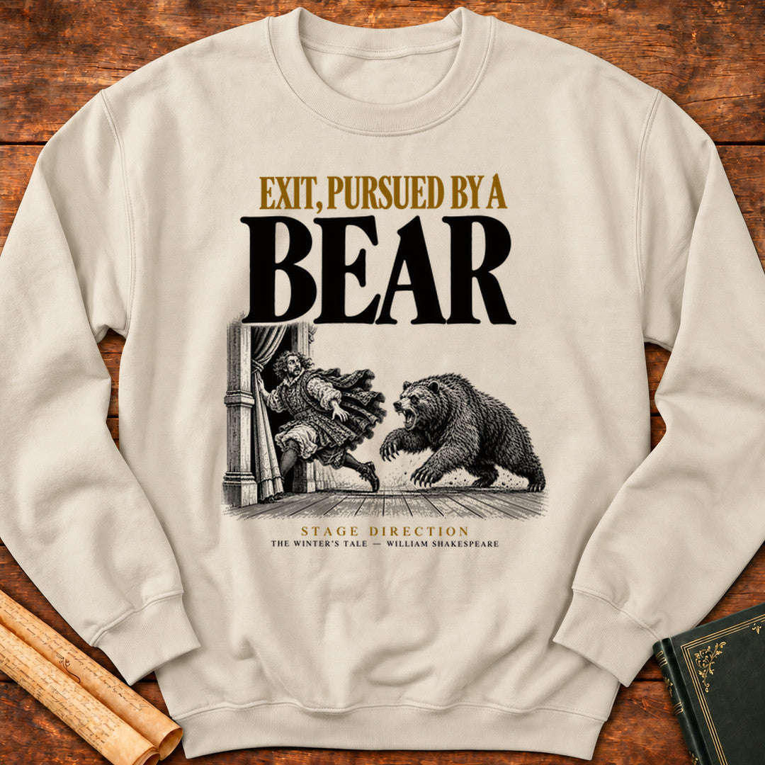 Exit, Pursued by a Bear — Shakespeare Stage Direction Sweatshirt - Sand
