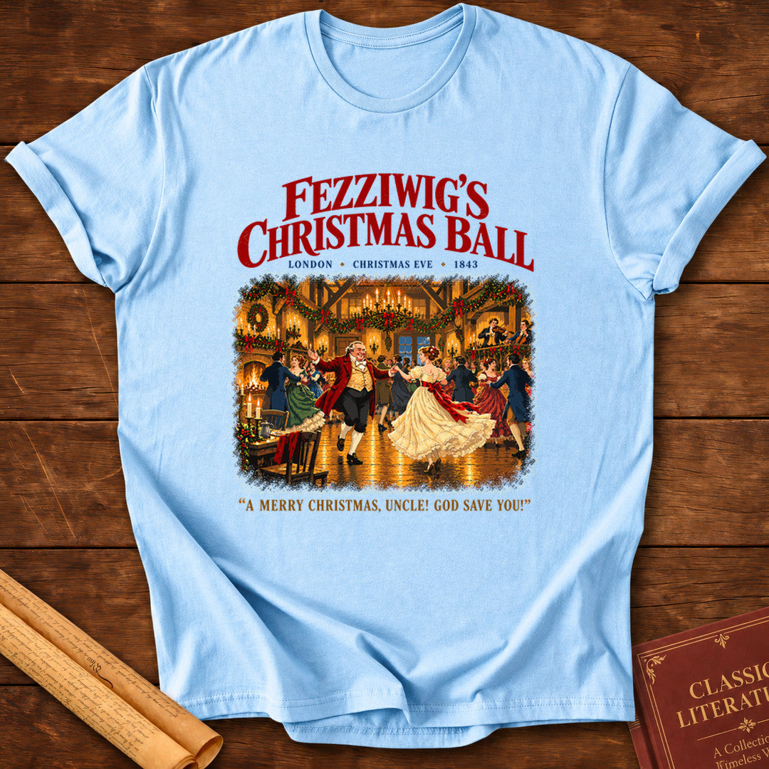 Fezziwig’s Christmas Ball – A Christmas Carol T-Shirt - Light Blue