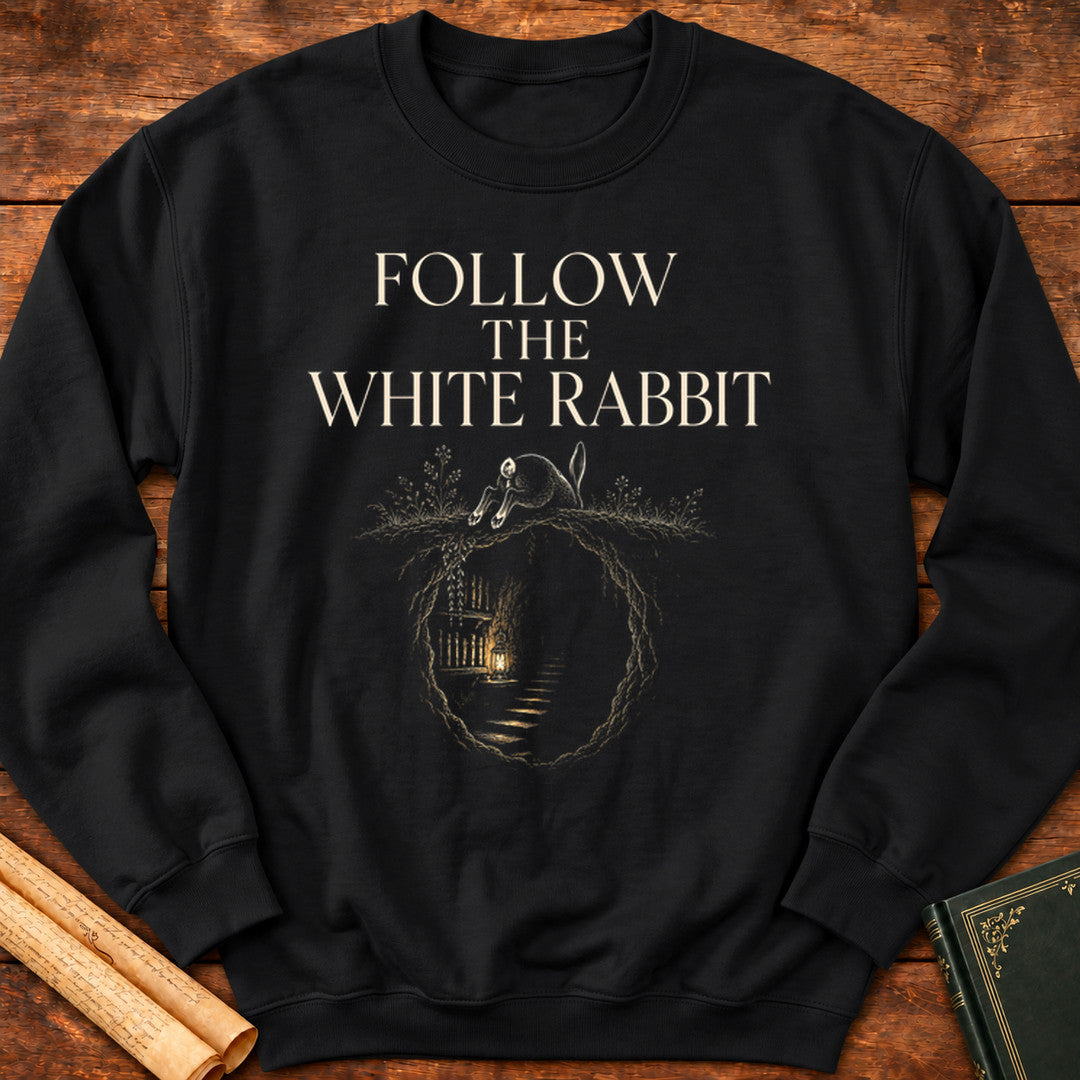 Follow The White Rabbit – Literary Adventure Sweatshirt - Black