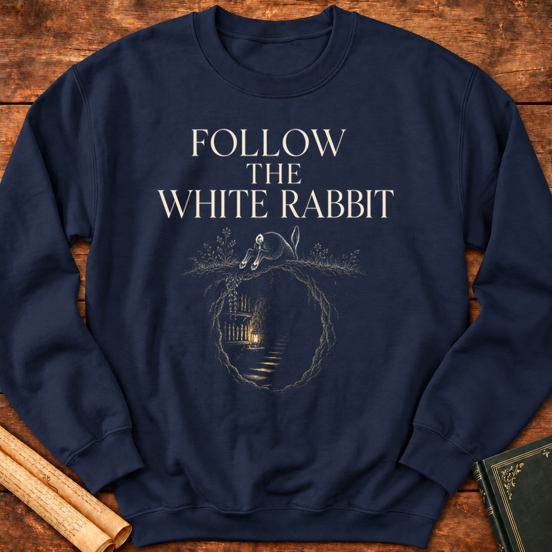 Follow The White Rabbit – Literary Adventure Sweatshirt - Navy