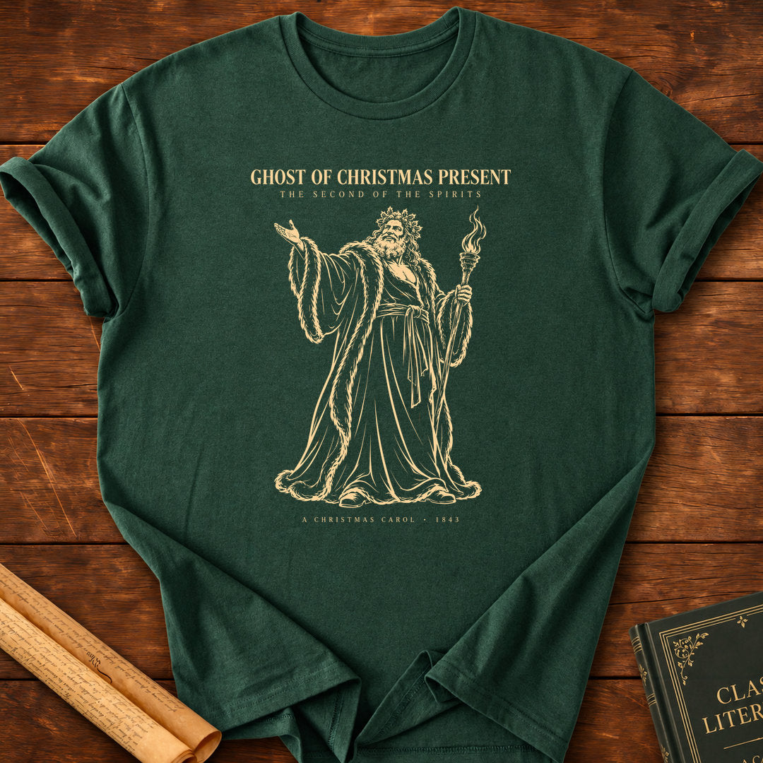 Ghost of Christmas Present – Dickens A Christmas Carol Silhouette T-Shirt - Forest Green