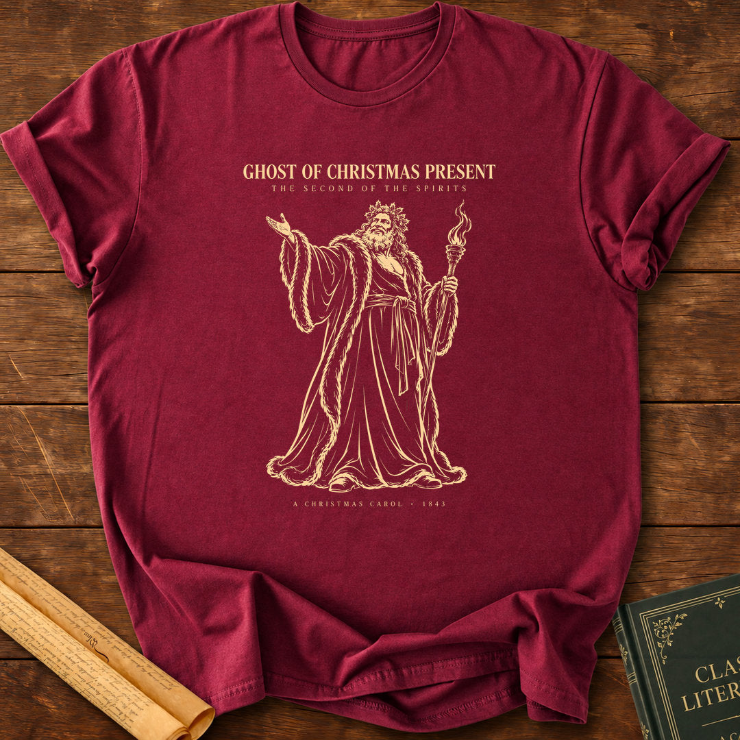 Ghost of Christmas Present – Dickens A Christmas Carol Silhouette T-Shirt - Maroon