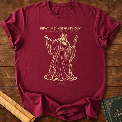 Ghost of Christmas Present – Dickens A Christmas Carol Silhouette T-Shirt - Maroon