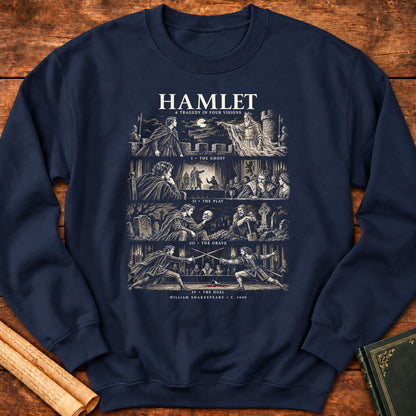 Hamlet A Tragedy in Four Visions Shakespeare Sweatshirt - Navy