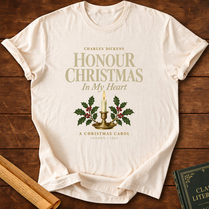 Honour Christmas in My Heart Charles Dickens T-Shirt - Natural