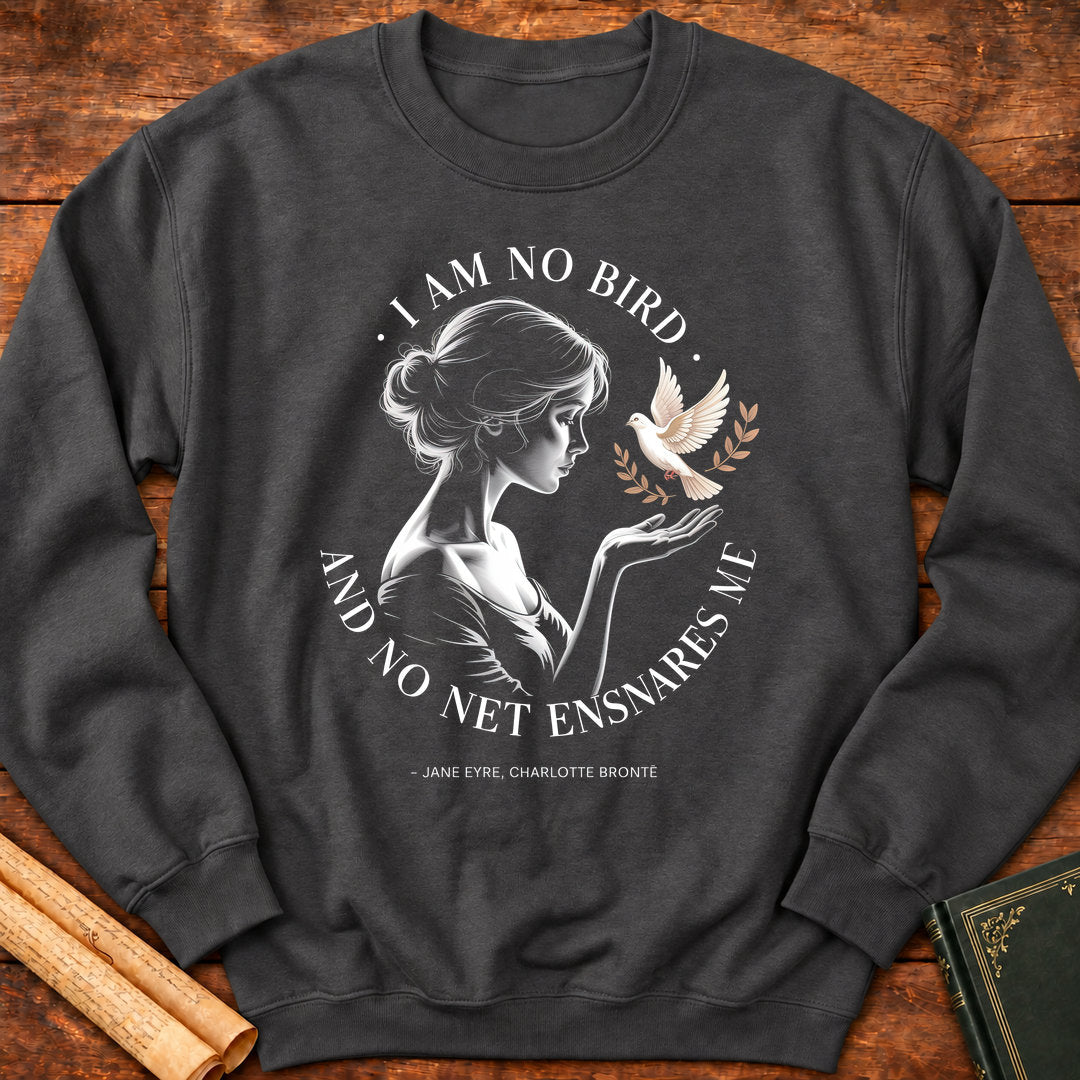 "I Am No Bird" — Jane Eyre Feminist Bust Sweatshirt - Dark Heather
